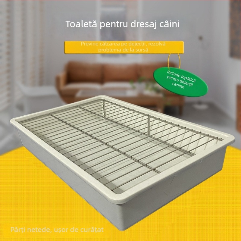 Toaletă pentru câini din oțel inoxidabil, cu suport înălțat, pentru câini mici și de talie medie