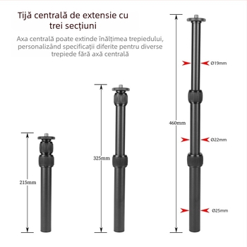 Tija de extindere a coloanei centrale pentru trepied și monopod, cu suport pentru telefon și stabilizator gimbal
