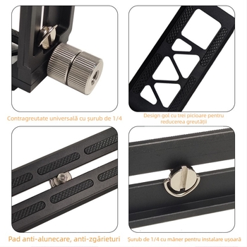 RS3/RS4 placă verticală de eliberare rapidă pentru stabilizator DJI RSC2 și camere mirrorless/DSLR, formă în L