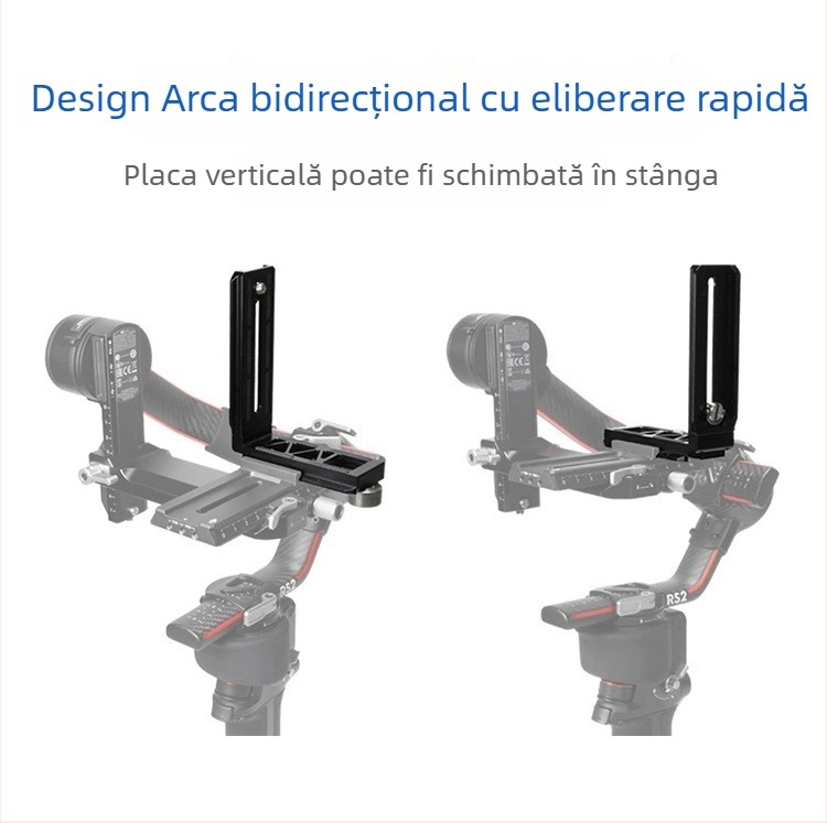 RS3/RS4 placă verticală de eliberare rapidă pentru stabilizator DJI RSC2 și camere mirrorless/DSLR, formă în L