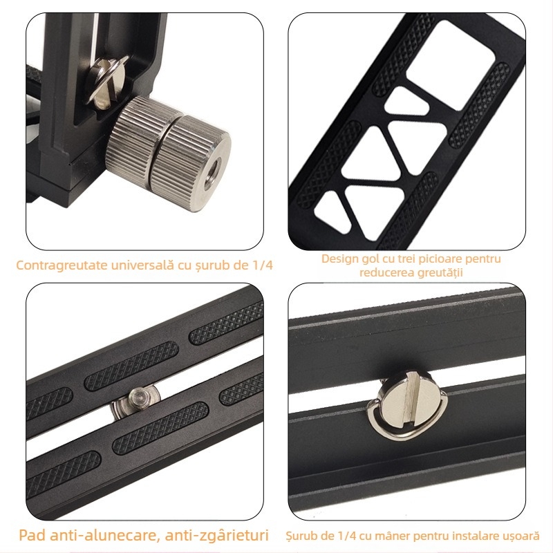 RS3/RS4 placă verticală de eliberare rapidă pentru stabilizator DJI RSC2 și camere mirrorless/DSLR, formă în L