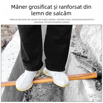 Lopată de grădină din oțel cu arc pentru uz casnic, unealtă integrată din oțel mangan pentru săpat și curățarea terenului, lopată mare pentru săpat lăstari de bambus