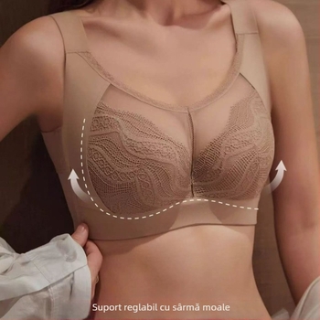 Sutien reglabil pentru femei, cu suport lateral, anti-cădere, arc metal moale, efect de ridicare, model subțire, cupă completă pentru sâni mari