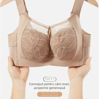 Sutien reglabil pentru femei, cu suport lateral, anti-cădere, arc metal moale, efect de ridicare, model subțire, cupă completă pentru sâni mari