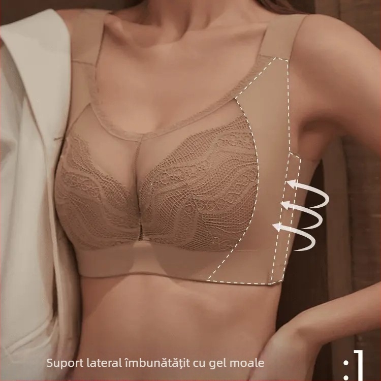 Sutien reglabil pentru femei, cu suport lateral, anti-cădere, arc metal moale, efect de ridicare, model subțire, cupă completă pentru sâni mari