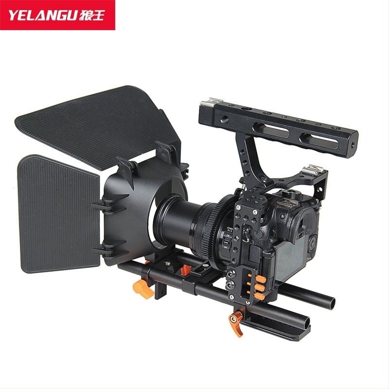 YELANGU Wolf King GH4A7M4 kit cage pentru cameră cu stabilizator amortizator și suport portocaliu