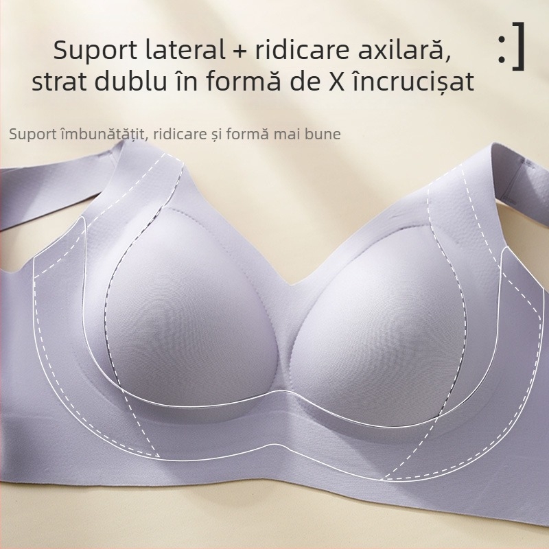 Sutien pentru busturi mari, fără fir, fără cusături, cu susținere pentru partea laterală, acoperire completă, nuanță nude