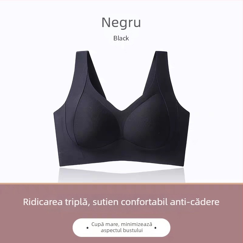 Sutien pentru busturi mari, fără fir, fără cusături, cu susținere pentru partea laterală, acoperire completă, nuanță nude