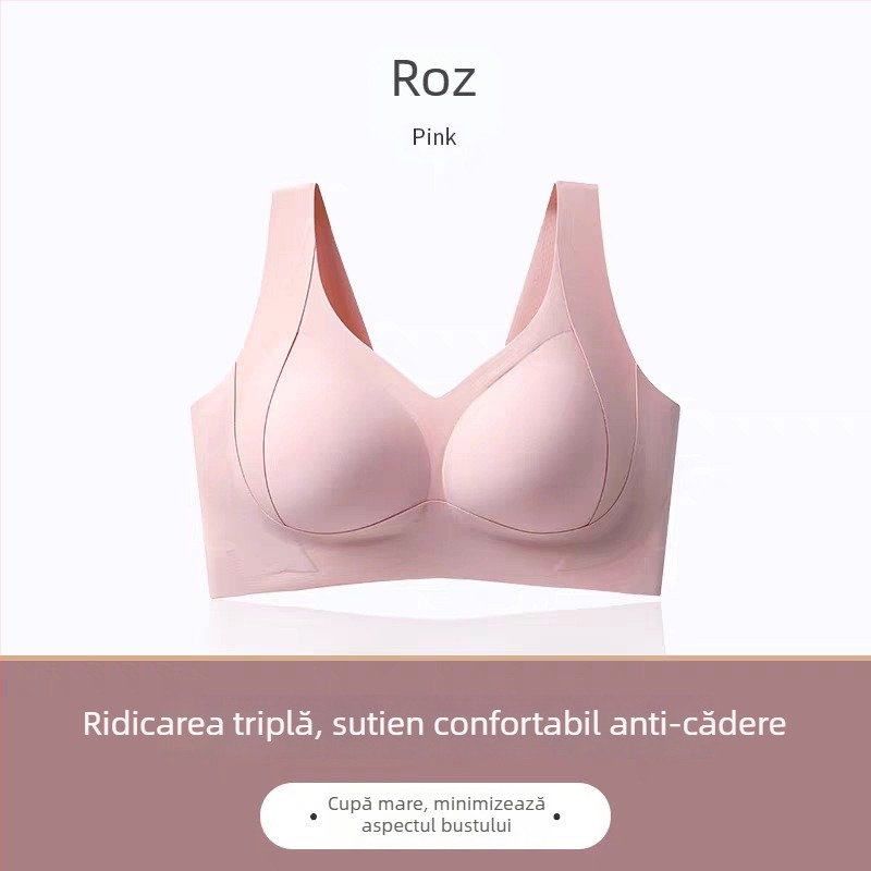 Sutien pentru busturi mari, fără fir, fără cusături, cu susținere pentru partea laterală, acoperire completă, nuanță nude