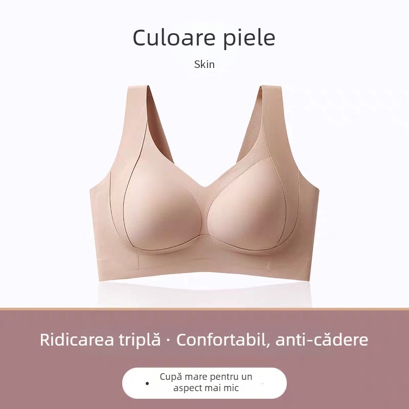 Sutien pentru busturi mari, fără fir, fără cusături, cu susținere pentru partea laterală, acoperire completă, nuanță nude