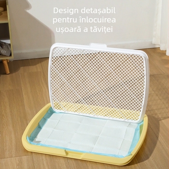 Toaletă pentru câini extralargă, cu tavă plată integrată și suport, pentru câini de talie medie și mare, design anti-stropire