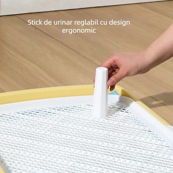 Toaletă pentru câini extralargă, cu tavă plată integrată și suport, pentru câini de talie medie și mare, design anti-stropire