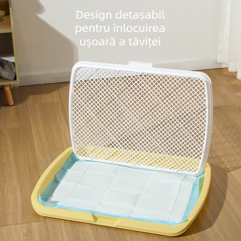 Toaletă pentru câini extralargă, cu tavă plată integrată și suport, pentru câini de talie medie și mare, design anti-stropire