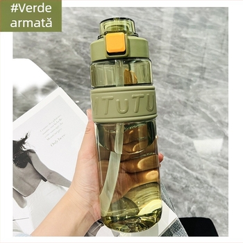 Cană de apă din plastic, capacitate mare, design minimalist cu pai, potrivită pentru activități sportive și pentru vară