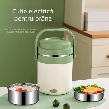 Cutie izolată pentru prânz, încălzită prin USB, 2,0 L, cu sistem de alimentare cu apă, pentru exterior și utilizare în mașină