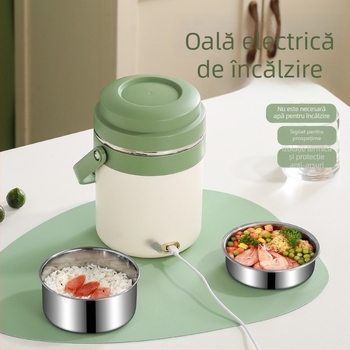 Cutie izolată pentru prânz, încălzită prin USB, 2,0 L, cu sistem de alimentare cu apă, pentru exterior și utilizare în mașină