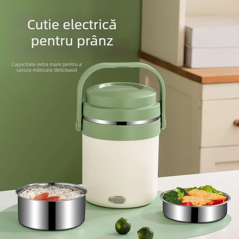 Cutie izolată pentru prânz, încălzită prin USB, 2,0 L, cu sistem de alimentare cu apă, pentru exterior și utilizare în mașină
