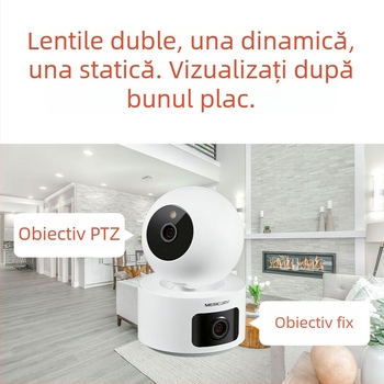 Mercury 360° MIPC552W cameră de securitate Wi-Fi pentru interior, versiune cu două camere, monitorizare la distanță, 5MP