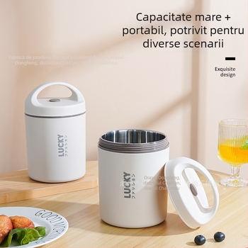 Ceașcă de mic dejun din oțel inoxidabil 304, cană termoizolantă pentru supă cu cutie de prânz sigilată, pentru angajați și studenți