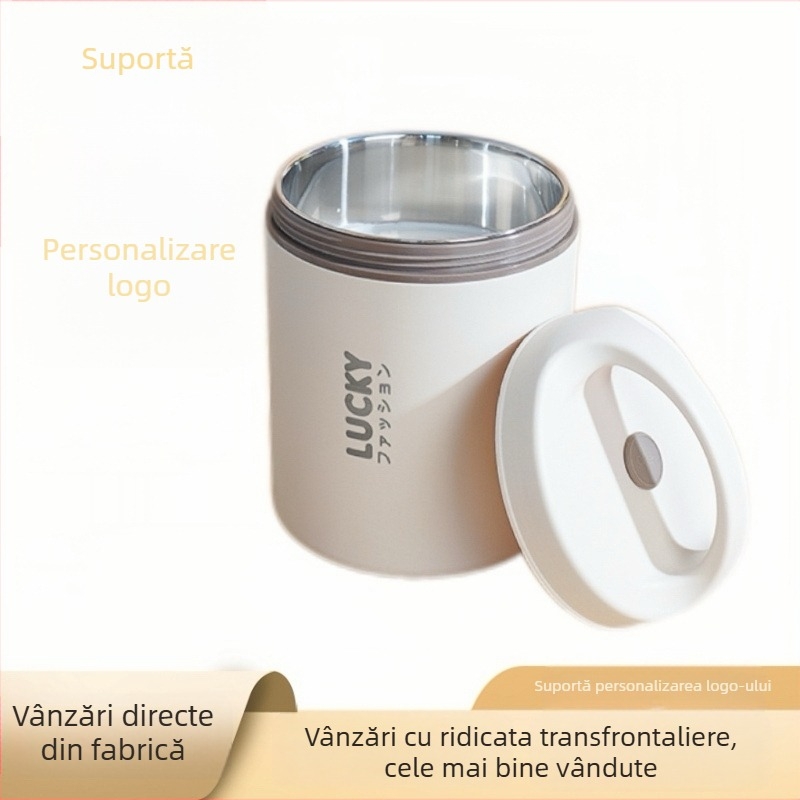 Ceașcă de mic dejun din oțel inoxidabil 304, cană termoizolantă pentru supă cu cutie de prânz sigilată, pentru angajați și studenți