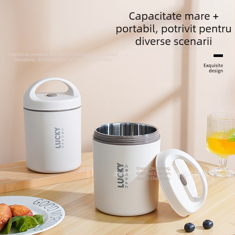 Ceașcă de mic dejun din oțel inoxidabil 304, cană termoizolantă pentru supă cu cutie de prânz sigilată, pentru angajați și studenți