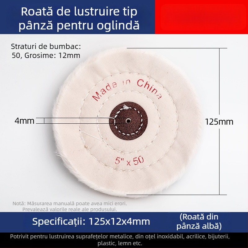 Roată de lustruire cu pânză albă, îngroșată, pentru nefrită, metal, oțel inoxidabil și acrilic; cap de lustruire din bumbac și lână