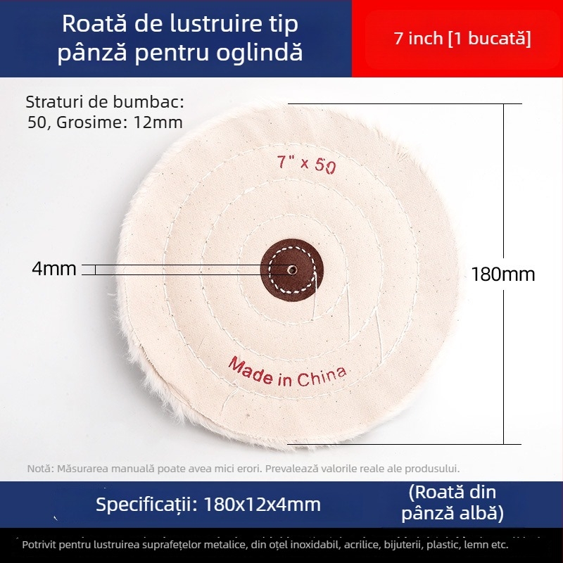 Roată de lustruire cu pânză albă, îngroșată, pentru nefrită, metal, oțel inoxidabil și acrilic; cap de lustruire din bumbac și lână
