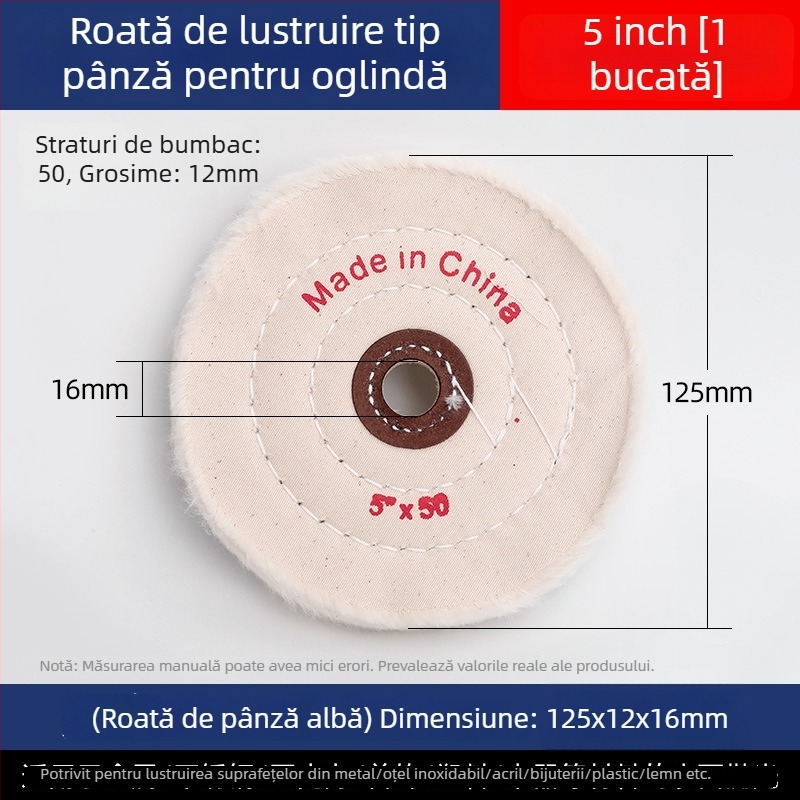 Roată de lustruire cu pânză albă, îngroșată, pentru nefrită, metal, oțel inoxidabil și acrilic; cap de lustruire din bumbac și lână