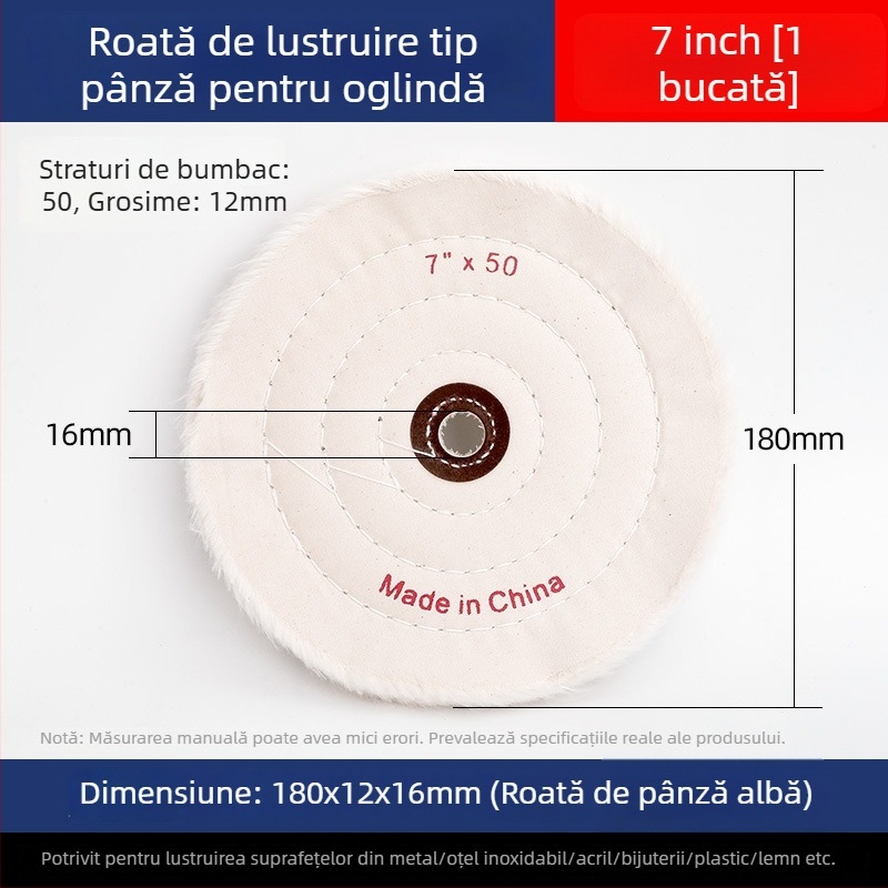 Roată de lustruire cu pânză albă, îngroșată, pentru nefrită, metal, oțel inoxidabil și acrilic; cap de lustruire din bumbac și lână