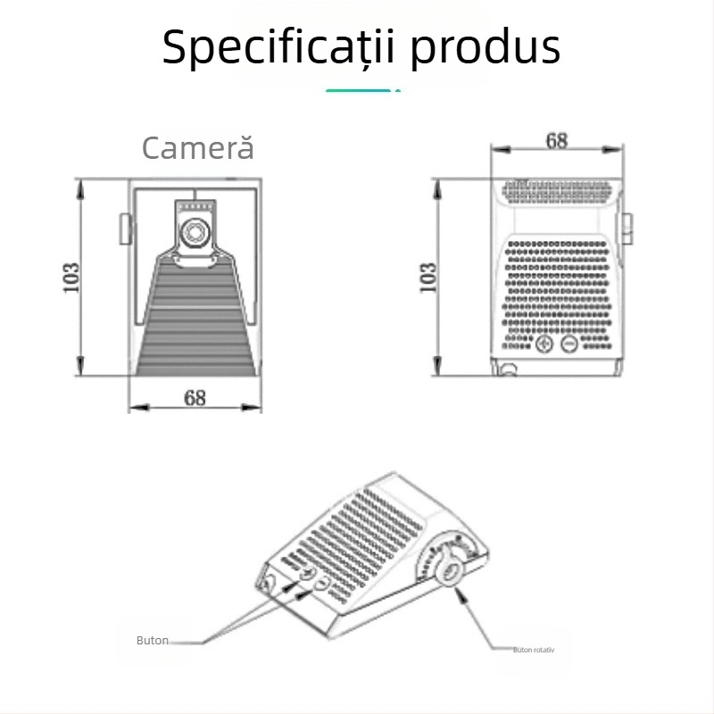 Cameră frontală ADAS pentru vehicul, cu AHD, montaj fără găuri prin bandă adezivă, StarLight pentru noapte, anti deviație și anti-coliziune