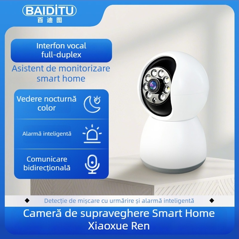 Baiditu M-vp1 Cameră Wi-Fi pentru interior și exterior, monitorizare de la distanță, vedere nocturnă 360° clară, conectare la telefonul mobil