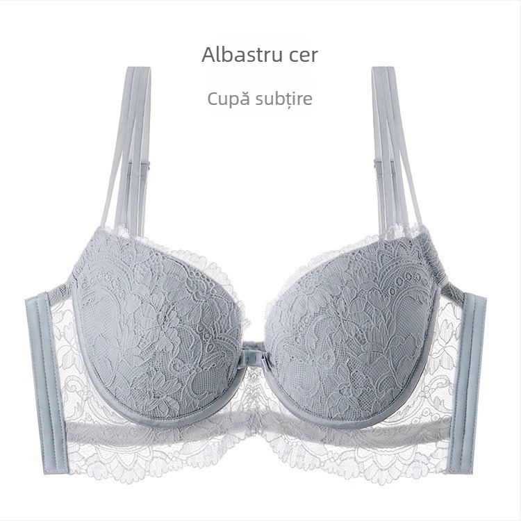 Sutien cu dantelă pentru mărimi mari, push-up, anti-sagging, cu șină din oțel moale