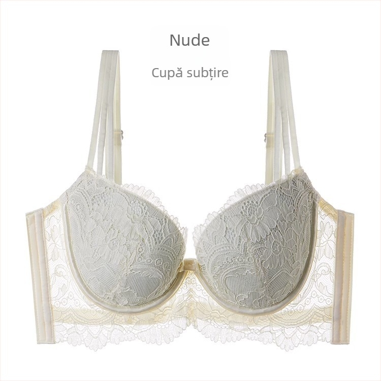 Sutien cu dantelă pentru mărimi mari, push-up, anti-sagging, cu șină din oțel moale