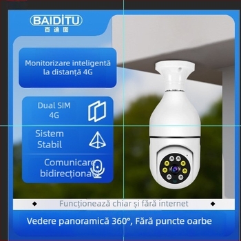 Cameră de securitate pentru interior, 360°, 1080p, Wi-Fi fără fir, monitorizare la distanță prin aplicație mobilă, urmărire a persoanelor