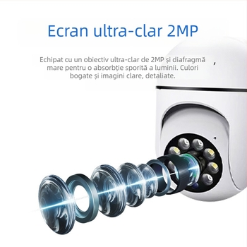 Cameră de securitate pentru interior, 360°, 1080p, Wi-Fi fără fir, monitorizare la distanță prin aplicație mobilă, urmărire a persoanelor
