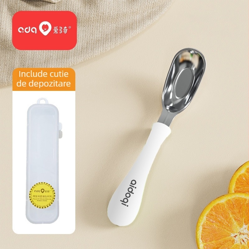 Lingură de bebeluș în formă de lingou, din oțel inoxidabil 316L, pentru alimentație autonomă, veselă pentru copii, culoare solidă, design modern minimalist