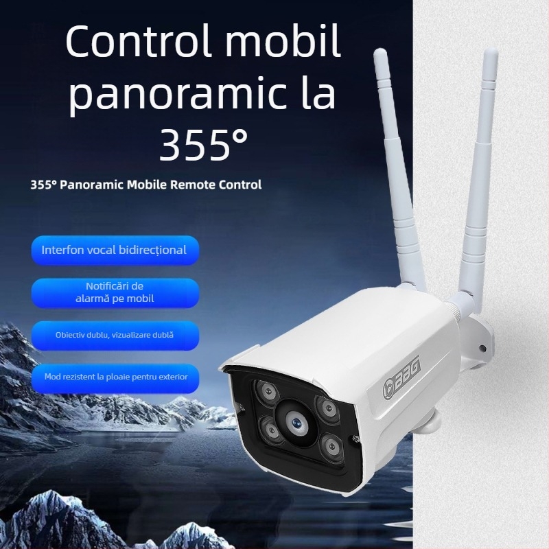 V380 Cameră IP pentru exterior, Wi-Fi, cu lentilă duală, rezistentă la apă, monitorizare de la distanță 1080p