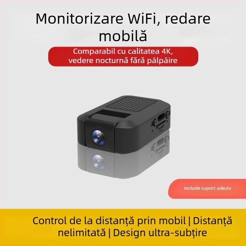 Cameră Wi‑Fi de dimensiune deget pentru vizualizare de la distanță, monitor pentru casă, înregistrare portabilă 1080p