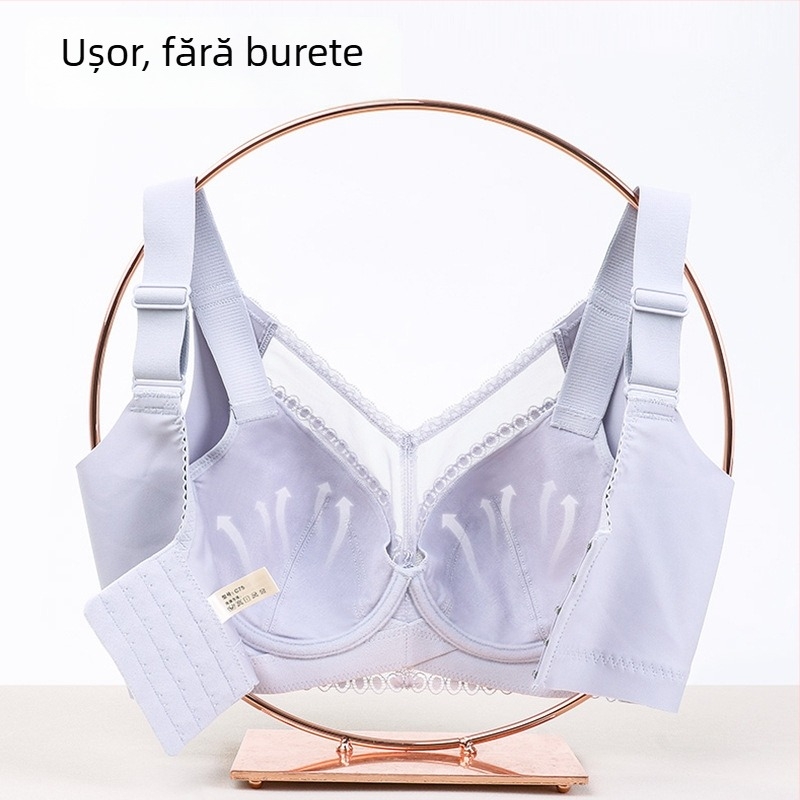 Sutien minimizator din dantelă pentru busturi mari, cupe subțiri, modelare laterală, cupă completă, bretele reglabil, susținere premium