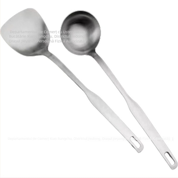 Set din oțel inoxidabil nemagnetic, cu spatulă, lingură de gătit, spatulă pentru prăjit, lingură îngroșată cu mâner lung, rezistentă la temperaturi înalte