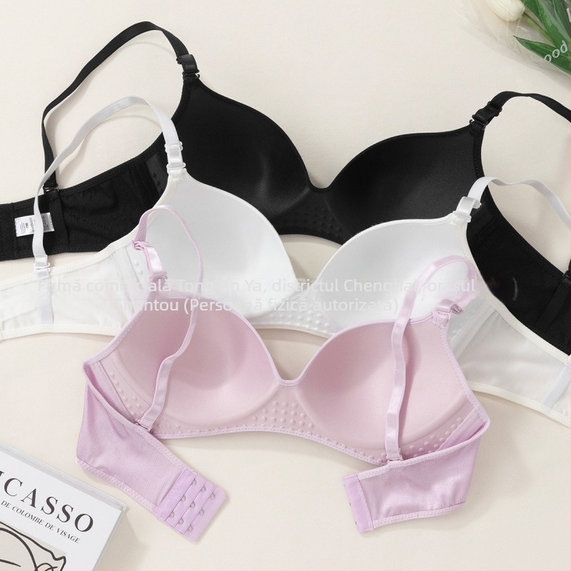 Sutien plus size lucios, culoare solidă, cu arc subțire și cupă 3/4, design adunat