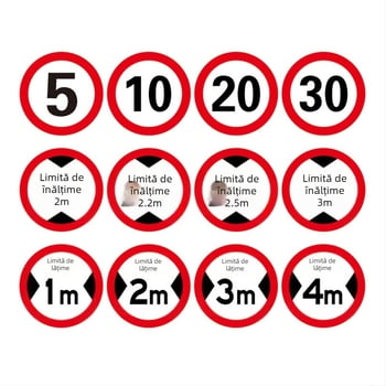 Semne de limitare a înălțimii și a lățimii cu folie reflectorizantă pentru vehicule, trafic rutier și siguranță la incendii