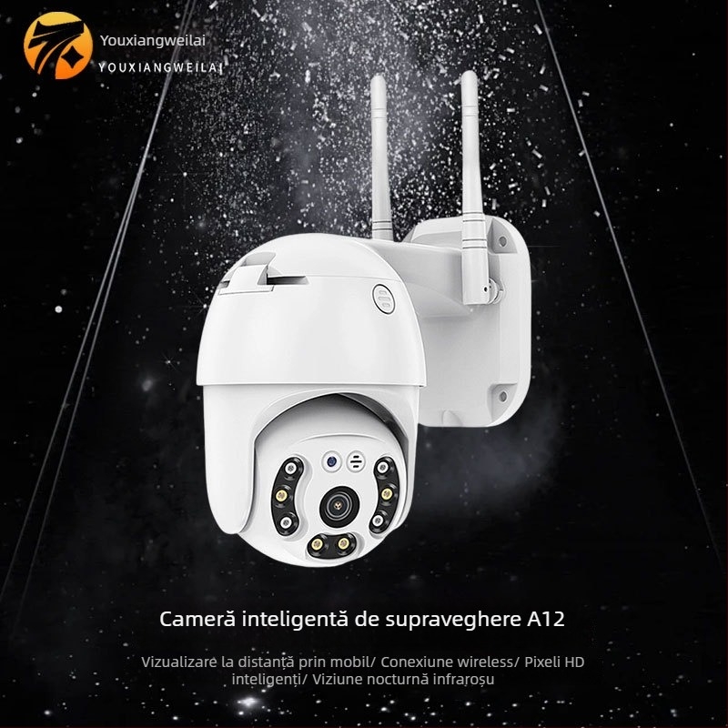 A12 HD Cameră dome de 2,5 inchi, monitorizare securitate 1080p interior/exterior, iluminare duală la 360°