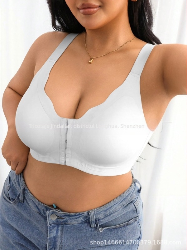 Sutien fără sârmă, fără cusături, cu închidere frontală, plus size, push-up, pentru femei