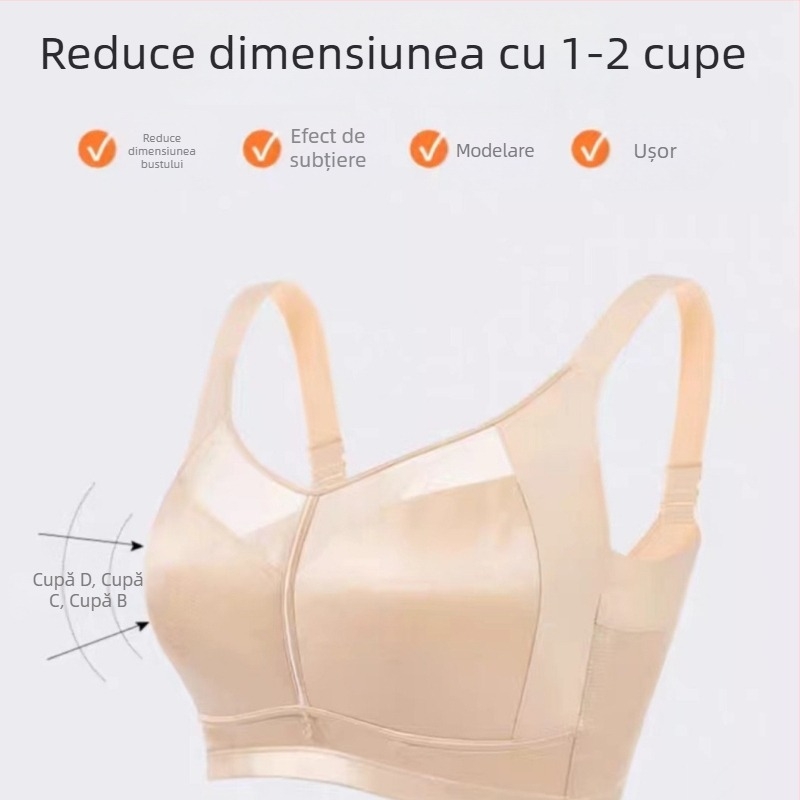 Sutien de alăptare plus size, fără cusături, respirabil, reglabil, anti-cădere, cu efect vizual de micșorare a bustului