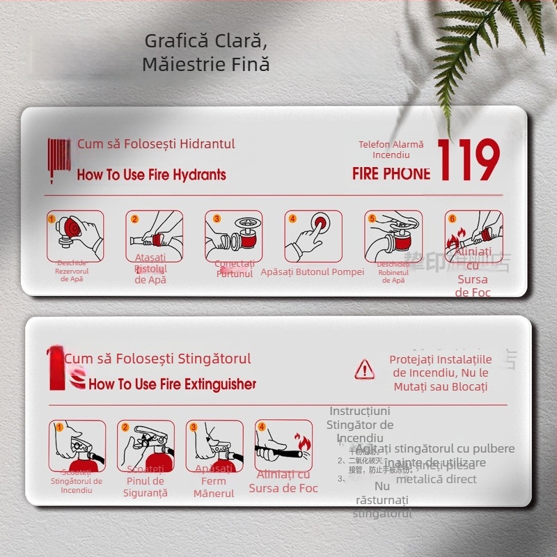 Semne acrilice de siguranță la incendiu pentru interior și semne de hidrant