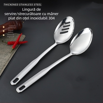 Lingură de servire din oțel inoxidabil 304, mare, mâner lung, potrivită pentru uz casnic și comercial, lingură pentru supă, servire tip bufet pentru hoteluri și restaurante