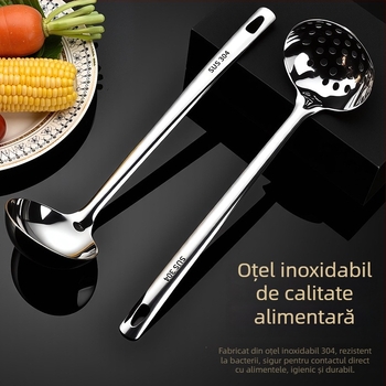 Kang Wang Fei 304 oțel inoxidabil alimentar, lingură de supă cu mâner lung, separator de ulei pentru oală fierbinte, strecurător, lingură pentru terci