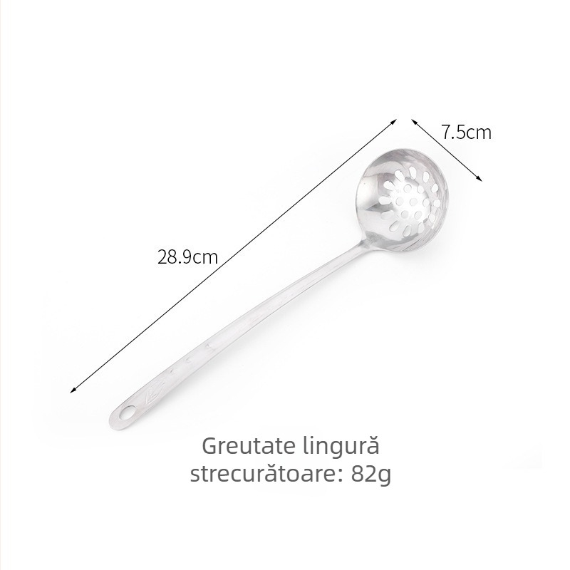 Lingură de supă din oțel inoxidabil cu sită, mâner prelungit și îngroșat, 7 cm, pentru bucătărie acasă