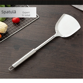Set de ustensile de bucătărie din oțel inoxidabil, îmbunătățit: spatulă pentru wok, lingură, lingură cu site, lingură pentru orez și furculiță de carne